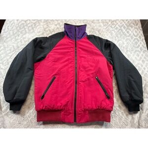 Lands End Vtg Women's S Squall Fleece Lined Nylon Jacket USA Purple Colorblock
